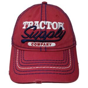 Tractor Supply Co Baseball Cap Red Blue OS Slideback Distressed Embroidered Hat